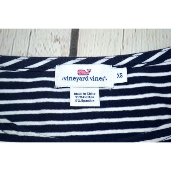 VINEYARD VINES Women's‎ Boat Neck Cotton Blend Dress SIZE XS Navy White Striped - Picture 5 of 5